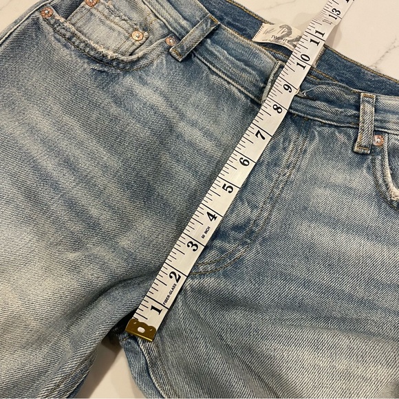 We The Free Distressed Button Fly Distressed Blue Denim Jeans - Picture 13 of 15